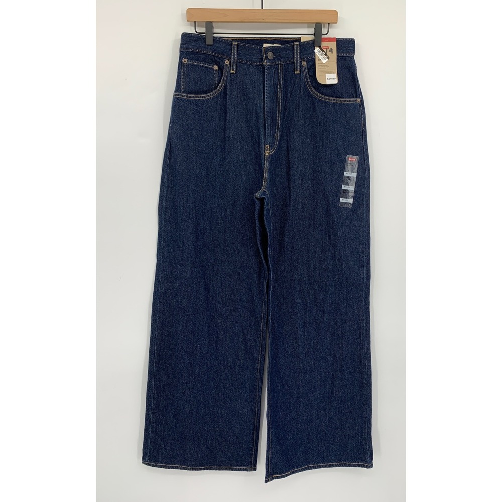 Levis Cinch Baggy Jeans Women 31 Blue Wide Leg Dark Wash Denim NEW